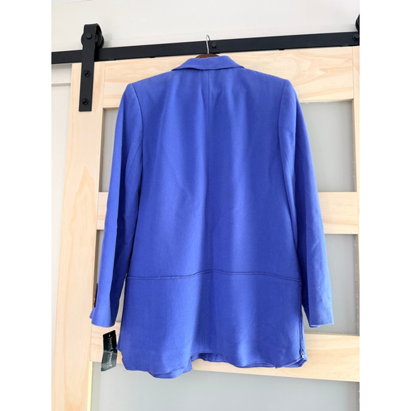 Vintage Y2K Harvé Benard Wool Cashmere Blend Blue Longline Jacket Sz 12 NWT - Picture 2 of 9